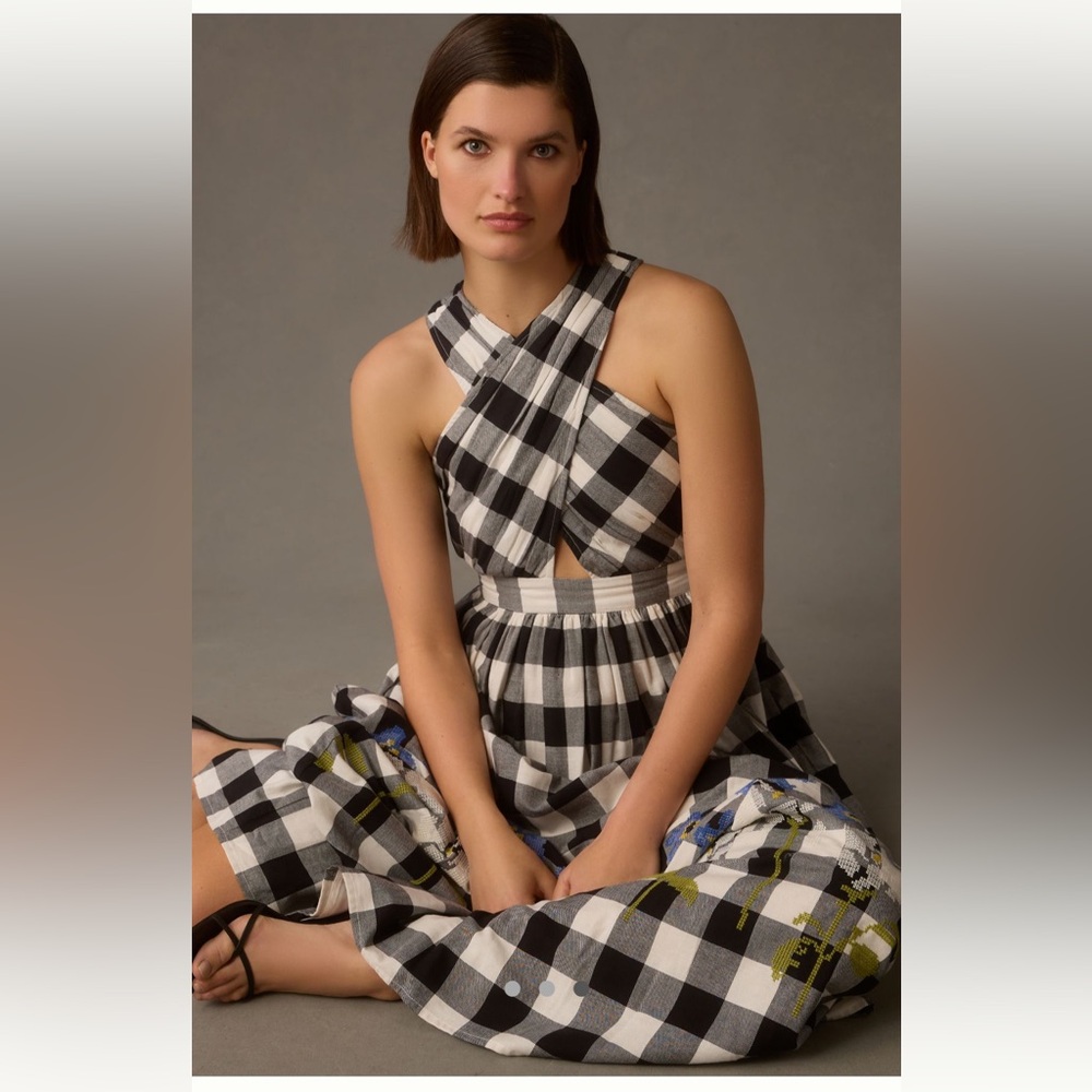 Anthropologie Verb by Pallavi Singhee Gingham Halter Dress - Picture 3 of 16